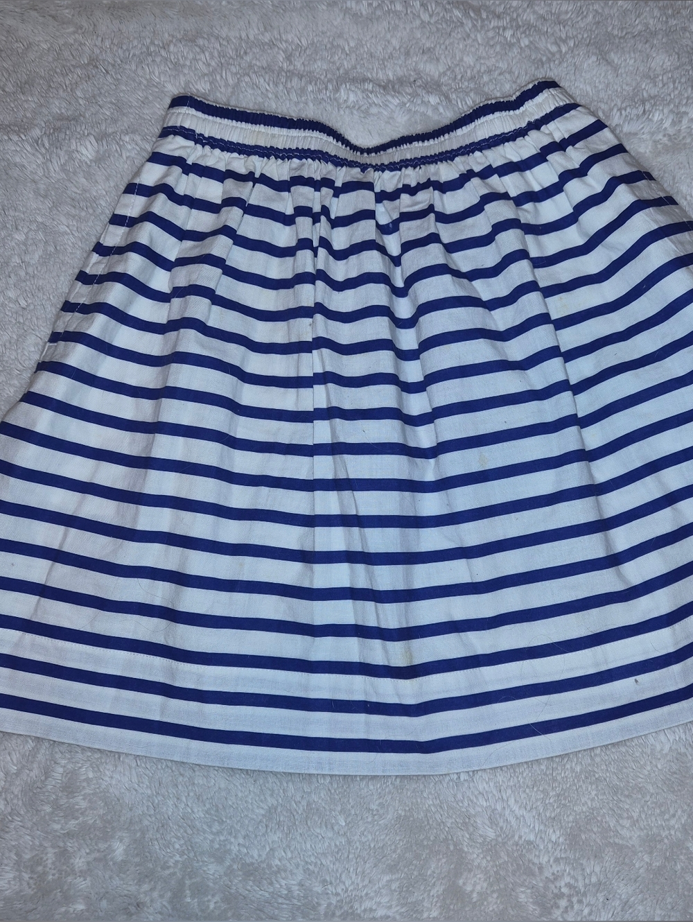J. Crew Blue and White Striped Circle Skirt